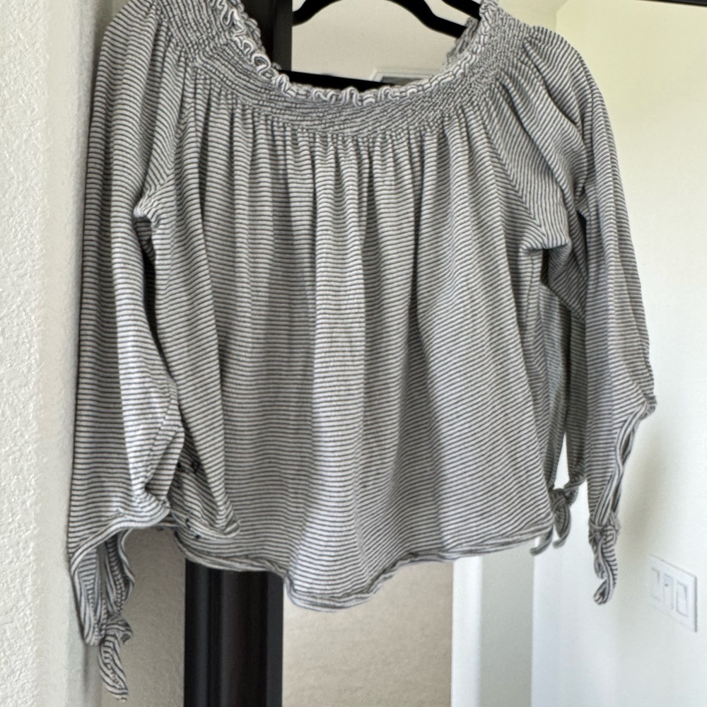 We The Free Black and White Striped Blouse
